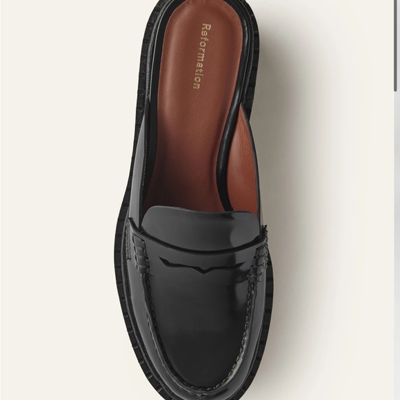 Reformation Black Leather Angie Loafer Mule - Picture 3 of 7